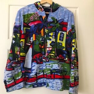Michael Leu Watercolor Hooded Jacket Size XL